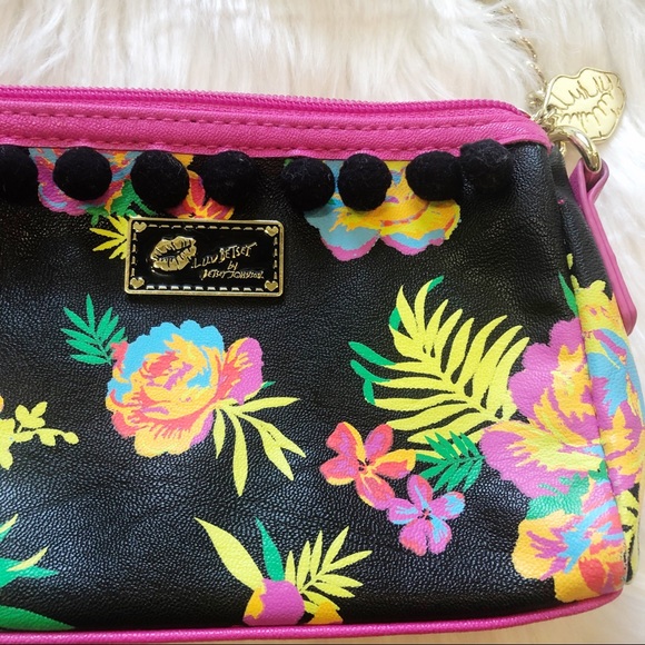 Betsey Johnson Floral Mini Pom Pom Crossbody Bag - Picture 3 of 4